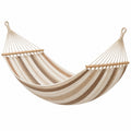 Amaca 270 x 80 cm in cotone beige/marrone con barre in legno per giardino