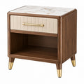 Comodino 50 x 40 x 55 cm in legno marrone con cassetto imbottito e ripiano aperto moderno