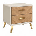 Comodino 50 x 40 x 55 cm con 2 cassetti in legno beige e rovere stile moderno