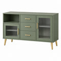 Credenza 120 x 40 x 80 cm verde in legno con vetro rigato e cassetti stile moderno