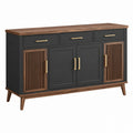 Credenza 160 x 40 x 90 cm in legno nero e noce con 3 cassetti e 4 ante stile moderno