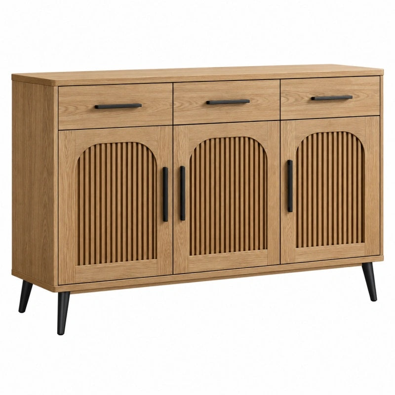 Credenza 160 x 40 x 85 cm in legno marrone con 3 ante e 3 cassetti stile moderno