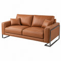 Divano 2 posti 180 cm in similpelle marrone con struttura in metallo stile moderno