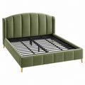 Letto matrimoniale 160 x 200 cm in velluto verde con rete a doghe stile moderno