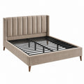 Letto matrimoniale 160 x 200 cm in tessuto beige con rete in metallo stile moderno