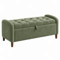 Panca contenitore imbottita 120 x 45 x 60 cm in tessuto verde oliva stile classico