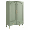 Armadio guardaroba 90 x 45 x 180 cm in legno verde con 2 ante e 2 cassetti stile moderno