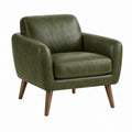 Poltrona 85 x 82 x 86 cm in similpelle verde con gambe in legno - stile moderno per soggiorno