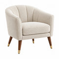 Poltrona 78 cm in tessuto bouclé avorio con gambe in legno - stile moderno