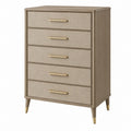 Cassettiera 80 x 45 x 120 cm in legno beige con 5 cassetti stile classico