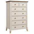 Cassettiera 90 x 45 x 140 cm in legno bianco e marrone - 7 cassetti stile classico
