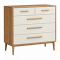 Cassettiera 100 x 45 x 110 cm in legno marrone e bianco con 5 cassetti stile moderno