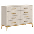 Cassettiera 120 x 40 x 90 cm beige con 8 cassetti stile moderno