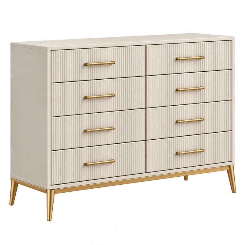 Cassettiera 120 x 40 x 90 cm beige con 8 cassetti stile moderno