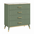 Cassettiera 80 x 40 x 95 cm in MDF verde con piano effetto marmo 4 cassetti stile moderno